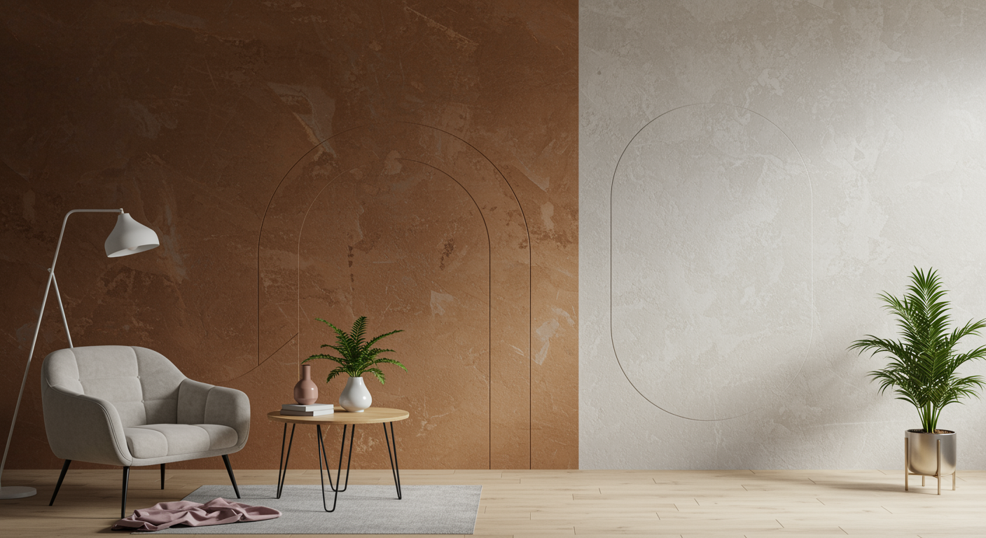 Moderne Spachteltechnik an einer Wand